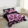 thumbnail image 4 of Feelyou Fashion Romantic Rose Full Size Comforter Sets, Valentines Day Floral Bedding Comforter Set, Sequin Print Diamond Reversible Bedding Sets, Luxury Bedroom Decor, 3-Piece, 4 of 9