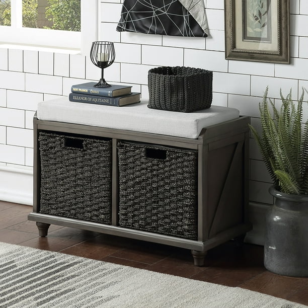 Lowestbest Homes and Gardens Cube Organizer, Storage Bench with 2 Woven