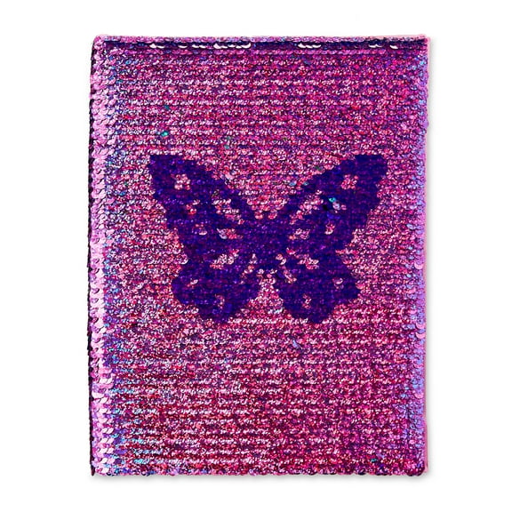 Pen+Gear Flip Sequin Butterfly Journal, 96 Lined Perforated Sheets, 6" x 8"