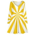 thumbnail image 3 of Aesthetic Signal Yellow And White Sunburst Long Sleeve Dresses For Women Vintage Elegant Party Dress Oversized V-neck Dress S-8XL, 3 of 7
