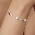thumbnail image 4 of Gem Stone King 2.22 Ct Red Created Ruby Sky Blue Aquamarine 18K Rose Gold Plated Silver Bracelet for Women, 4 of 4