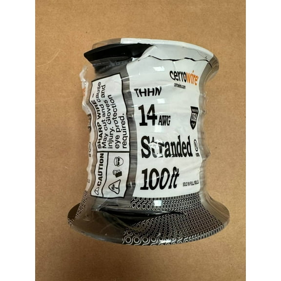 Cerrowire 100 ft. 14 Gauge Black Stranded Copper THHN Wire