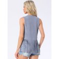 thumbnail image 4 of DARING DIVA Women's Fringe Vest Outfits Faux Suede Tassel Cardigan S Blue, 4 of 6