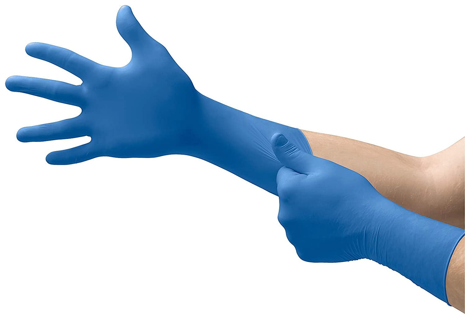 Microflex SG-375 SafeGrip Medium Disposable Latex Blue Exam Gloves - 50pk