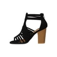 thumbnail image 4 of Women Faux Suede Strappy Weave Open Toe Stacked Chunky Heel Booties 18210, 4 of 6