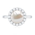 thumbnail image 5 of Rosec Jewels Real Freshwater Pearl Cocktail Ring with Diamond Halo for Women (8 mm), 925 Sterling Silver, US 10.00, 5 of 9