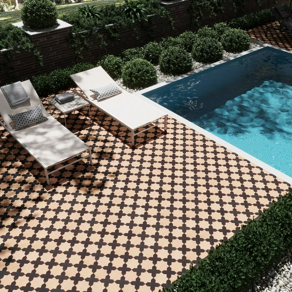 Seville Terracota 7" Star with Graphite Black 5" Cross Matte Porcelain Wall and Floor Tile (10.62 sq ft/case) - 68 Pack