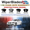 thumbnail image 2 of 2016 BMW 328d xDrive Beam Wiper Blades Wipers w/1yr Warranty (Set of 3) w/Rear Wiper (WiperBladesUSA), 2 of 5