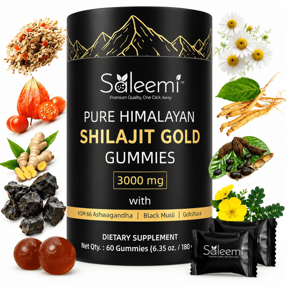 Shilajit Gummies - Pure Himalayan Shilajit Gold Grade with Fulvic Acid | 85 Micronutrients | Ashwagandha & Gokshura | No Added Sugar | Non-GMO | 100% Natural Premium | 60 Gummies for Men and Women