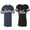 Men Navy / Women Black, variant on Groom & Bride Unisex Couple Matching Cotton Jersey style T-Shirt Contrasting stripes on sleeves (Men Navy / Women Black) (Men S / Women S)