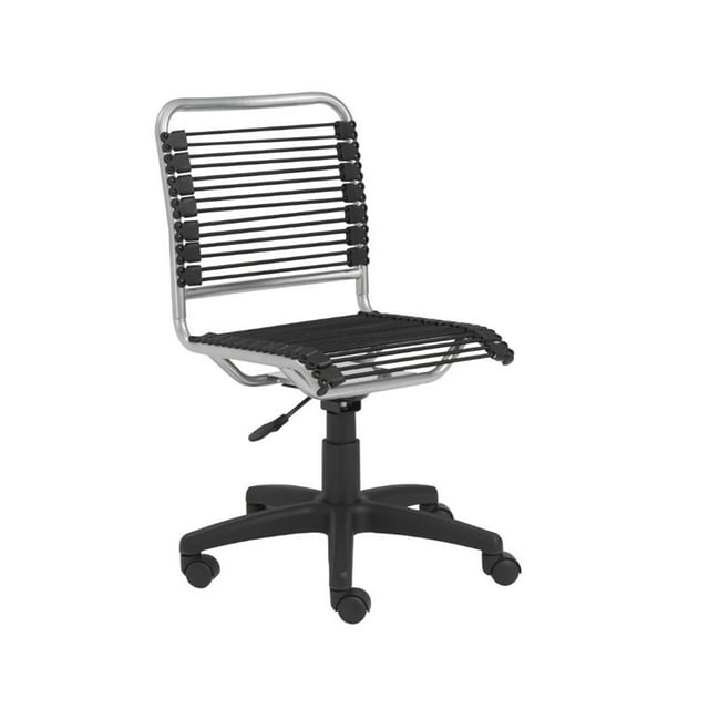 Euro Style Chaise de Bureau Réglable à Dossier Bas, Noir avec Cadre en Aluminium
