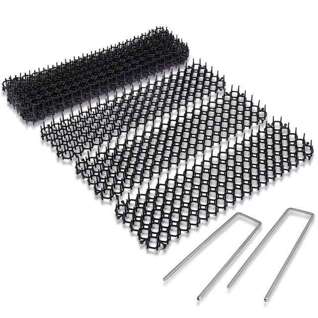 Kearding 10 piezas de alfombrillas con pinchos para jardín con ganchos en forma de U, red protectora para exteriores, tiras de plástico para Jardín y Patio
