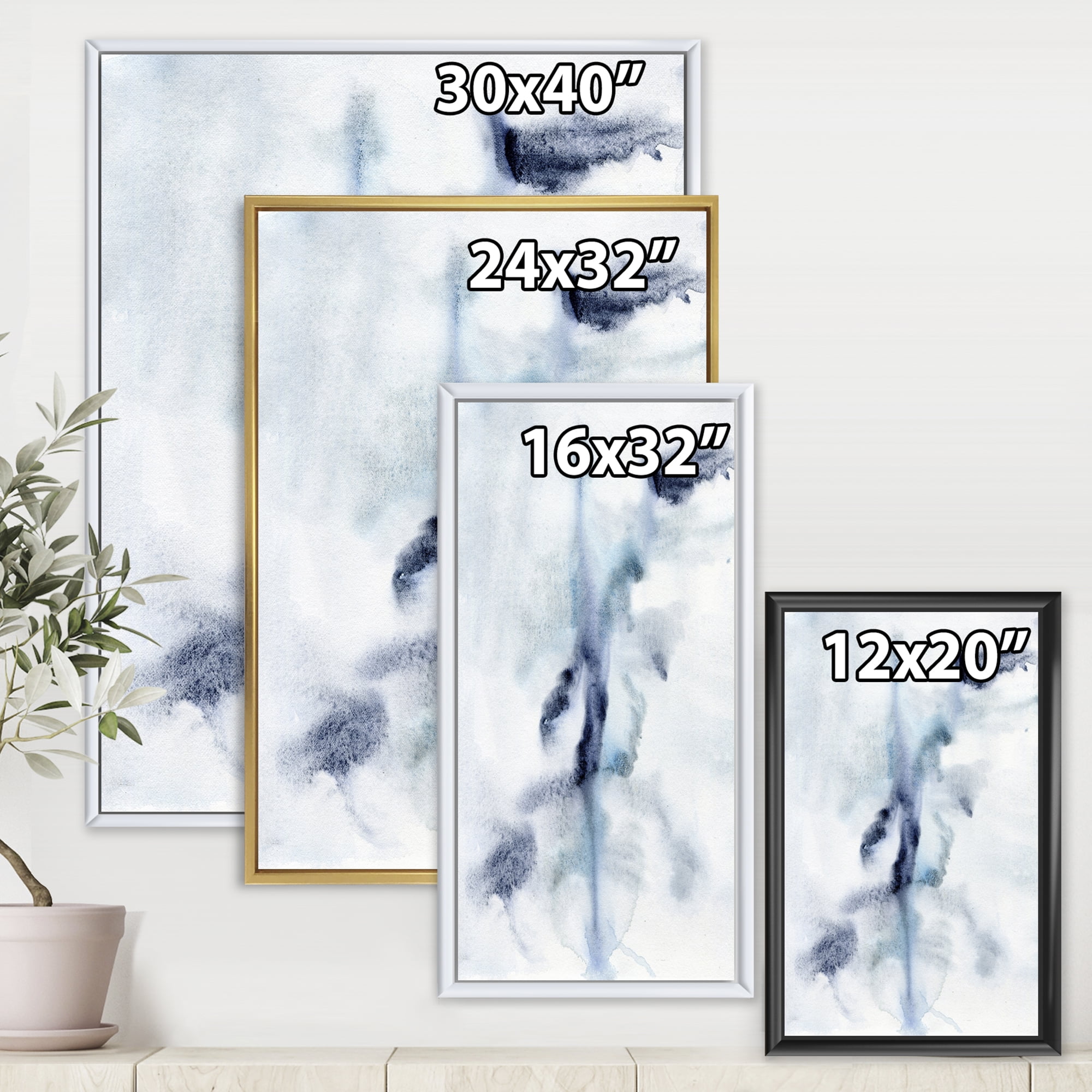 Designart 'Abstract Of Clouds Dark Blue Colored IV' Modern Framed Canvas Wall Art Print