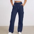 thumbnail image 6 of TOWED22 Girls' Sweatpants Straight Leg Drawstring Kids Joggers Open Bottom Baggy Teen Pants with Pockets(Navy,13-14 Y), 6 of 6