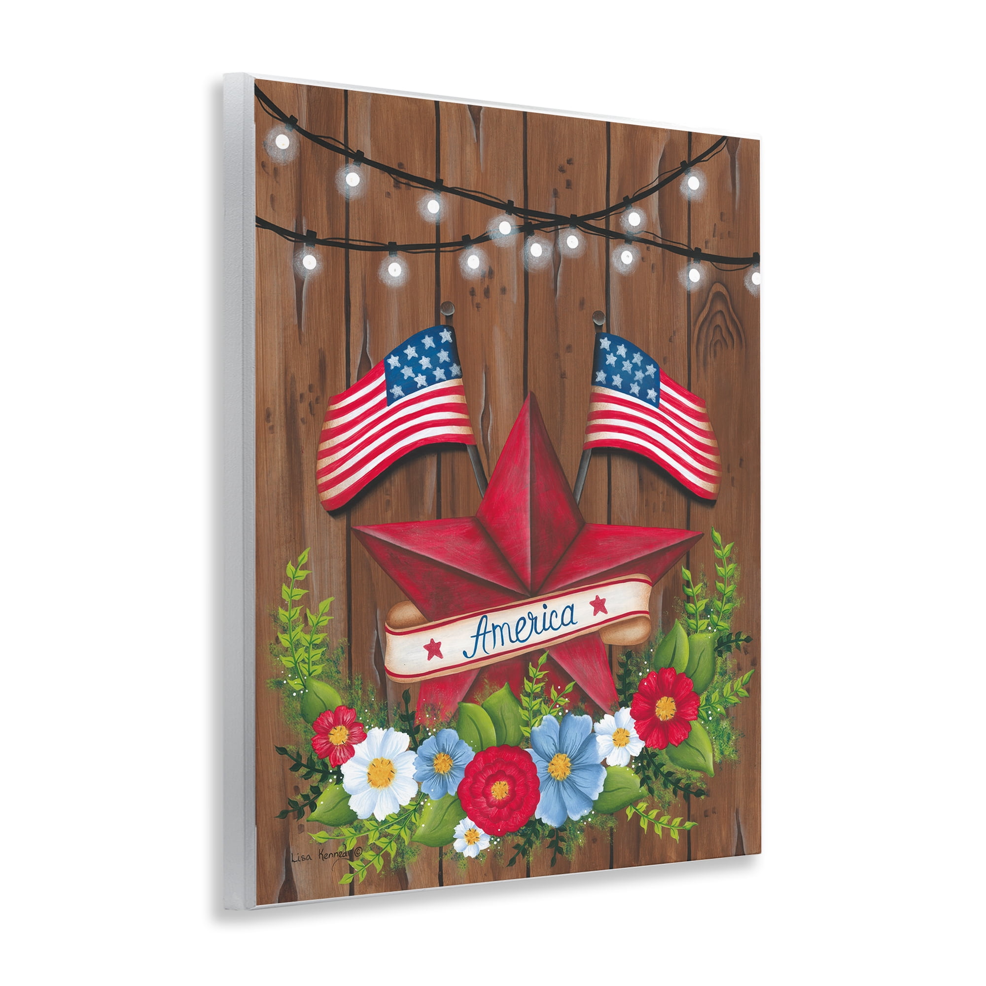Stupell Industries Americana Country Garland Holiday Painting Unframed Art Print Wall Art, 11 x 14