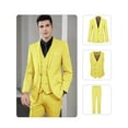 thumbnail image 5 of Men's Suit Slim Fit 3 Piece Suit Double Breasted Suit One Button Formal for Wedding Prom Suits Yellow 5XL, 5 of 7