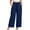 Pants ## Navy, variant on Xdegoge Plus Size Pants Women Elastic High Waist Trousers Featuring Self Tie Belt Wide Leg Flowy Summer Beach Dressy Casual Lounge Bottoms with Deep Side Pockets