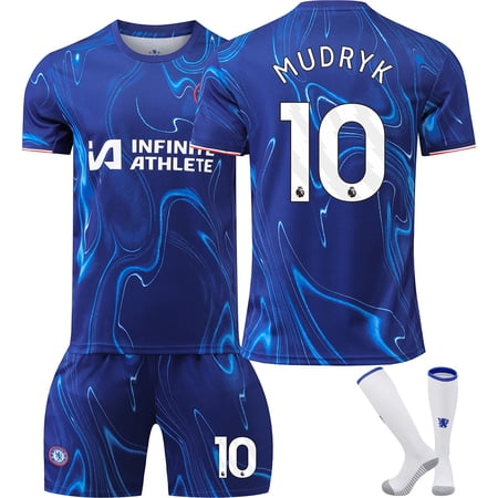24/25 Chelsea Home Soccer Activewear No.10 Mudryk Fans Training Football Jerseys Kits For Kids And Adult