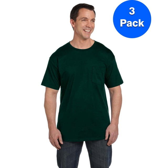 Hanes Men's Beefy-T with Pocket - 5190P (Pack Of 3)