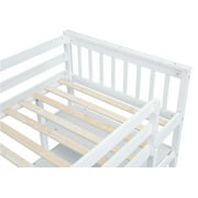 Euroco Wood Twin Loft Bed with Desk and Shelves, White