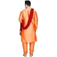 thumbnail image 5 of SKAVIJ Men's Kurta Pajama and Scarf 3-Piece Set Wedding Party Dress Orange M, 5 of 6