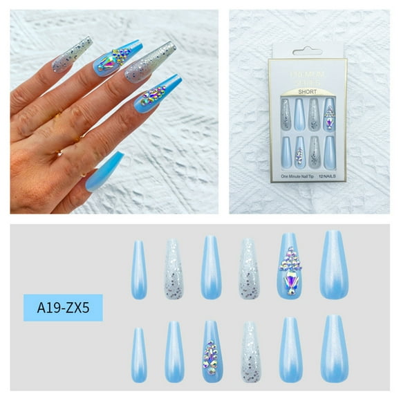 Deals of The Week Clearance! 12 Pieces of False Nails Lengthened Trapezoidal Ballet Nails Nail Enhancement Diy Point Drill European and American Long Nails Halloween Thanksgiving Christmas Clearance