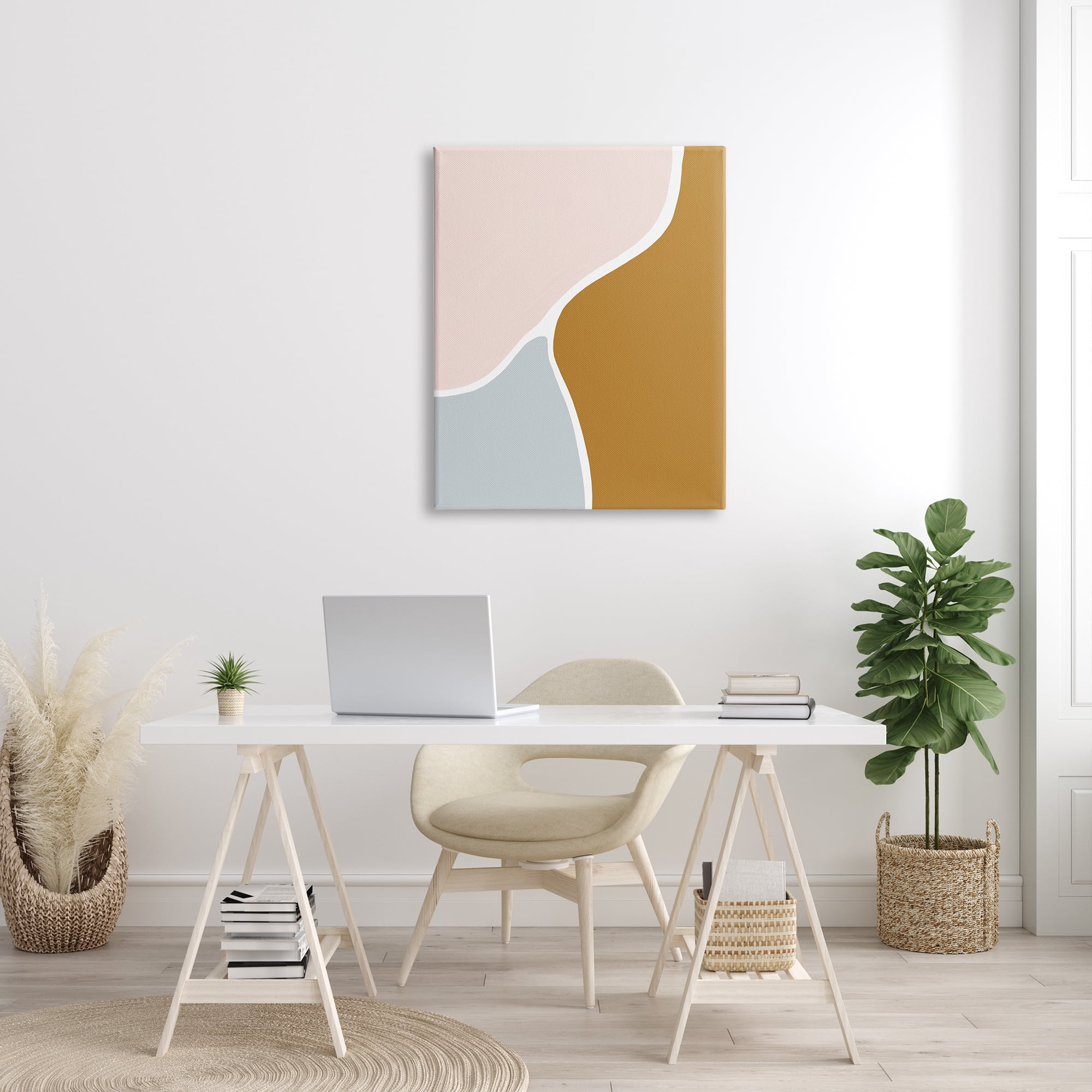 Stupell Indtries Split Path Abstraction Organic Curved Shapes Brown Grey,30 x 40,Design by Lea Straatsma
