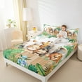 thumbnail image 4 of Manfei Elephant Lion Monkey Giraffe 3pcs Twin Sheet Sets,Woodland Animal Twin Fitted Sheet,Chic Flower Breathable Flat Sheet,Ultra Soft Wildlife Room Decor, 4 of 7