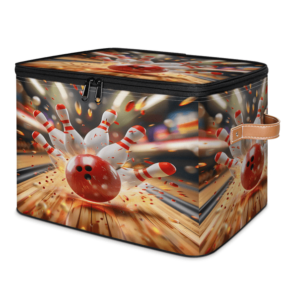CURLYOOT Bawling Ball Fabric Storage Bins with Lids, Foldable Storage Boxes Washable Storage Cube, Closet Bedroom Home Organizer Containers with PU Leather Handles