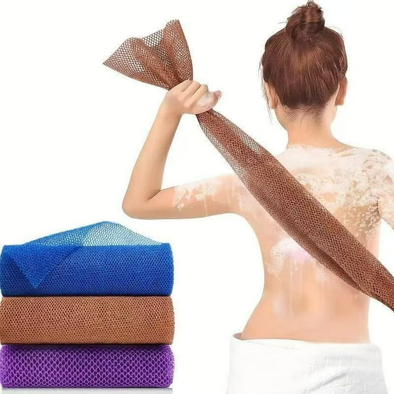 3-Pack African Net Sponge Exfoliating Bath Towels Long Body Scrubber Wash Cloths for Shower Deep Cleansing Back Scrubber for Smoother Skin