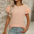 thumbnail image 5 of Mittory Women's Tops Summer Ruffle Sleeve Tops V Neck Eyelet Tshirts Hollow Casual Blouse, 5 of 8