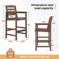thumbnail image 3 of LOYALICE 2PC Wider-Size HDPE Outdoor Bar Table and Chairs Set, Oversize Tall Adirondack Chair, Patio Furniture Set, Brown, 3 of 8