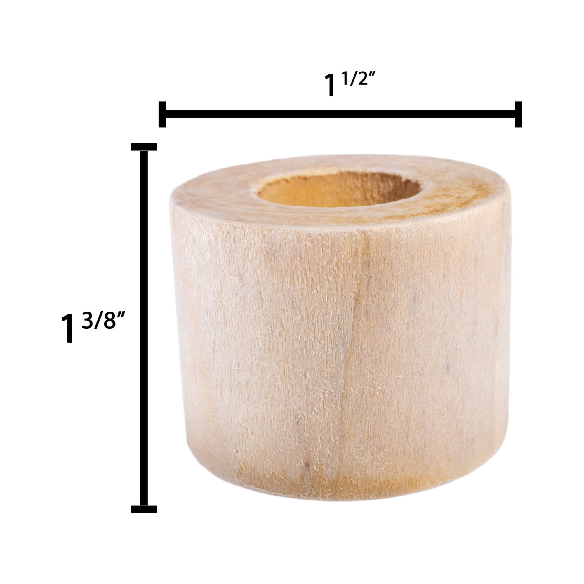 Craft County Natural Wood Cylinder Beads with 1 1/2 Inch Diameter and 1 3/8 Inch Height - Multiple Pack Sizes Available - For Macrame, Home Decor, DIY Projects, and More