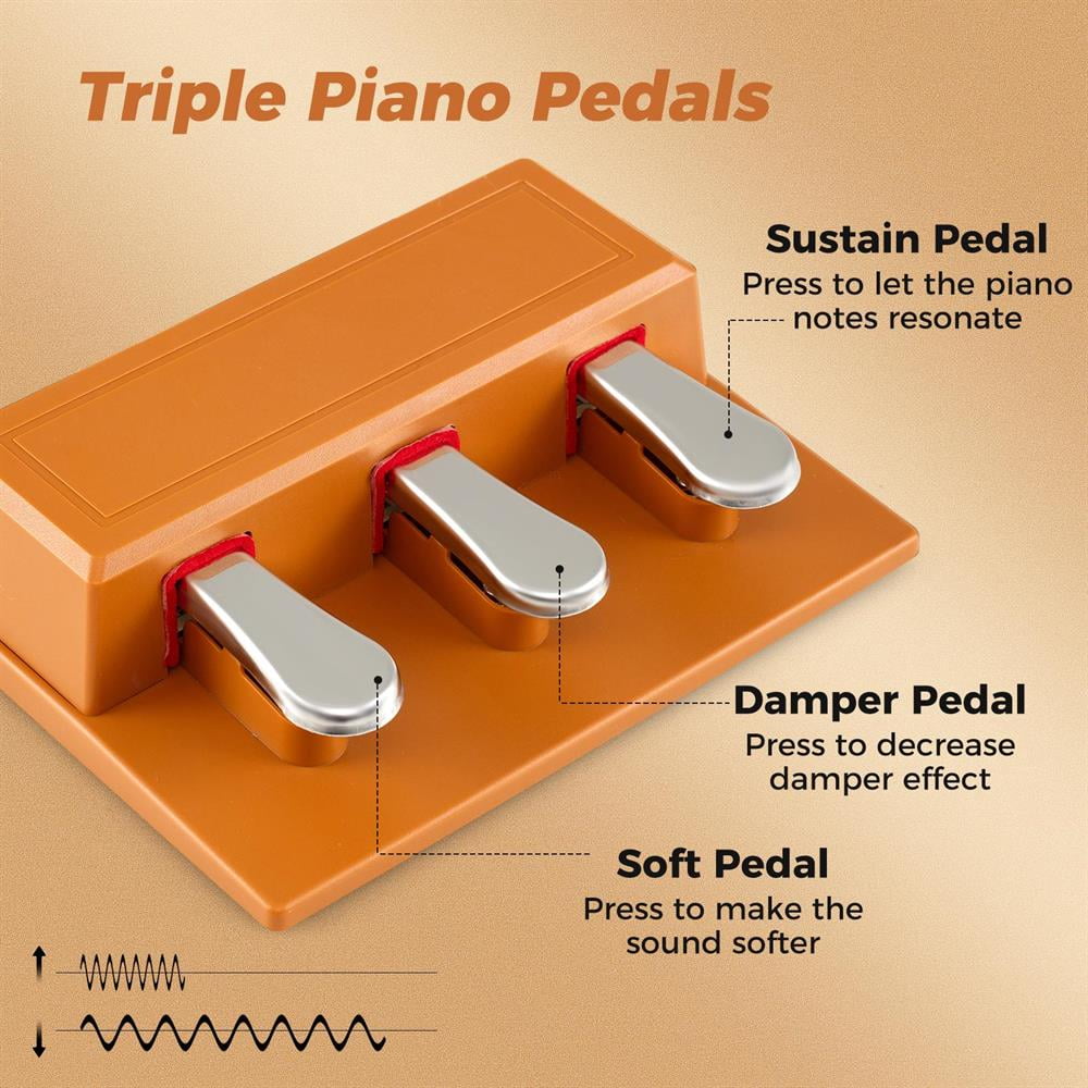 Topcobe 88-Key Keyboard Piano Set with Adjustable Stand, Keyboard Piano, Music Keyboard-Brown