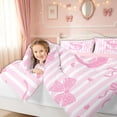 thumbnail image 3 of meiyoeat Princess Bow Initial S Twin Bedding for Girls, Pink Stripe Lines Bedding Comforter Set, Pink Reversible, 7 Pieces, 3 of 6