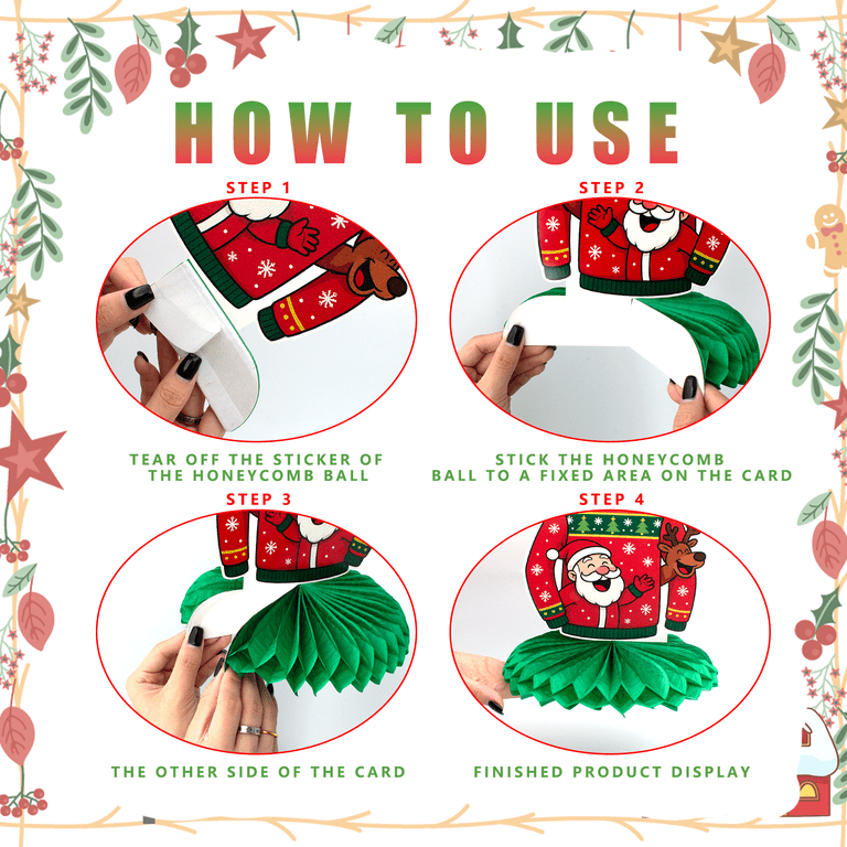 Ugly Sweater Party Honeycomb Centerpieces - Festive Holiday Table Decor