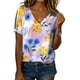 thumbnail image 1 of Blusa Zhyaj de manga corta con cuello en V y estampado floral bohemio para mujer, 1 of 6