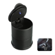 thumbnail image 1 of Cenicero portavasos de plástico con tapa y luz LED - Accesorio interior para coche - Furgoneta camper - Luz LED - Porta cigarrillos - Negro, 1 of 5