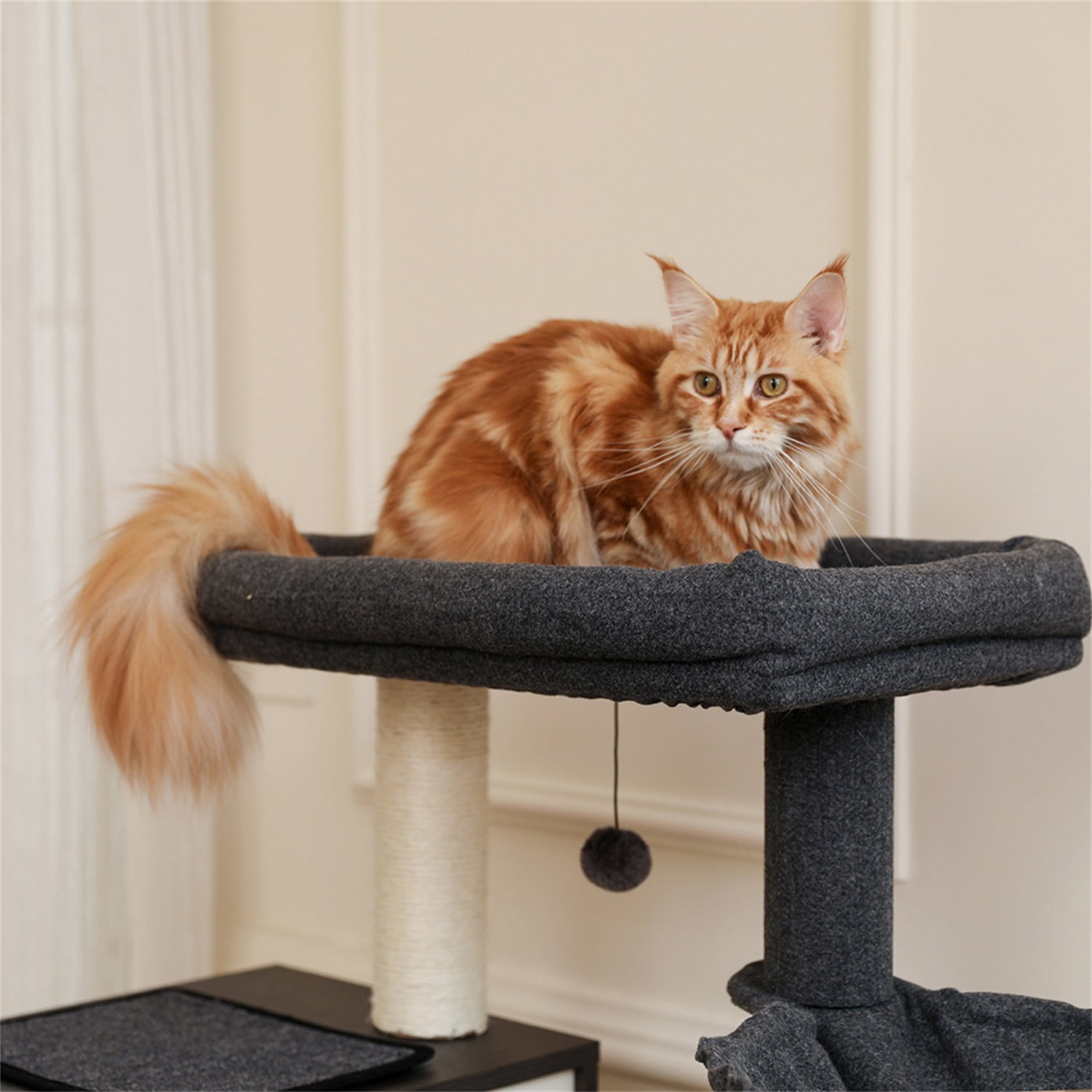 Pefilos 59" Wood Cat Tower Modern Cat Tree with Storage Cabinet Litter Box Enclosure and Cat Condo, Gray Pefilos 59" Wood Cat Tower Modern Cat Tree with Storage Cabinet Litter Box Enclosure and Cat Condo, Gray