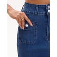 thumbnail image 5 of DARING DIVA Women's Stretchy Below Knee Length Jean Skirts X-Large Dark Blue, 5 of 7