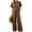 Khaki, variant on OIOLOYJM Linen Lounge Sets for Women 2 Piece Summer Crew Neck Short Sleeve Shirts Lightweight Wide Leg Cotton Linen Pant Casual Matching Tracksuits Sets Pink XL