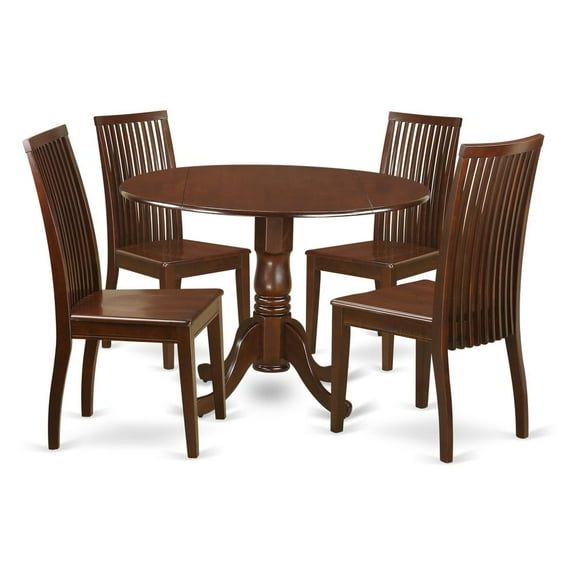 East West Furniture Dining Room Set Mahogany, DLIP5-MAH-W