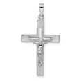 thumbnail image 1 of Quality Gold XR2046 Pendentif Crucifix Rayé Solide Poli Or Blanc 14K, 1 of 1