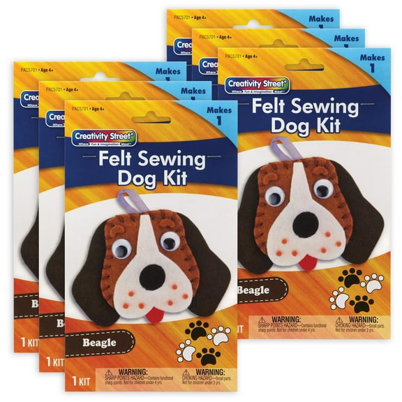 Creativity Street Felt Sewing Dog Kit, Beagle, 5" x 5.5" x 1", 6 Kits