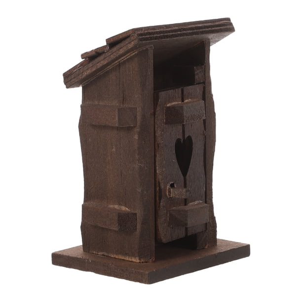 Casa de madera en miniatura a escala 1:12, casa de paja, estatua, casa de muñecas, baño para bricolaje, jardín de hadas, cabaña de pueblo, baño pequeño, figuras, bandeja de arena, miniaturas