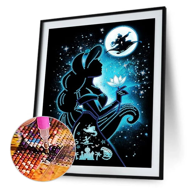 Cuadros Decorativos Kits de pintura de diamantes con forma especial parcial Disney Princess Silhouette (KA422) Ehuebsd embutido en tela