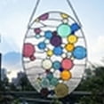 thumbnail image 4 of CHLOE Lighting BUBBLES Geometric-Style Stained Glass Window Panel 20" Tall, 4 of 4