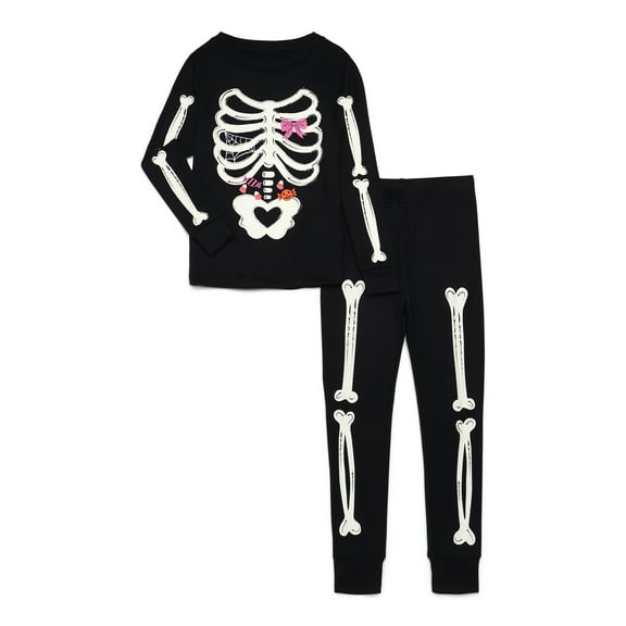 Way to Celebrate Girls Halloween Long Sleeve Top and Pants Tight Fit Pajama Set, 2-Piece, Sizes 4-10