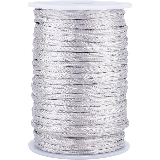 Cordón de seda plateado de 3 mm, cordón de seda con forma de cola de rata, hilo de nudo chino, cordón grueso para adornos, cordón para tejer