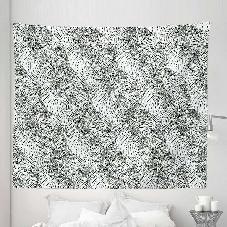 Abstract Tapestry Doodle Style Hypnotic Lines Complex Design